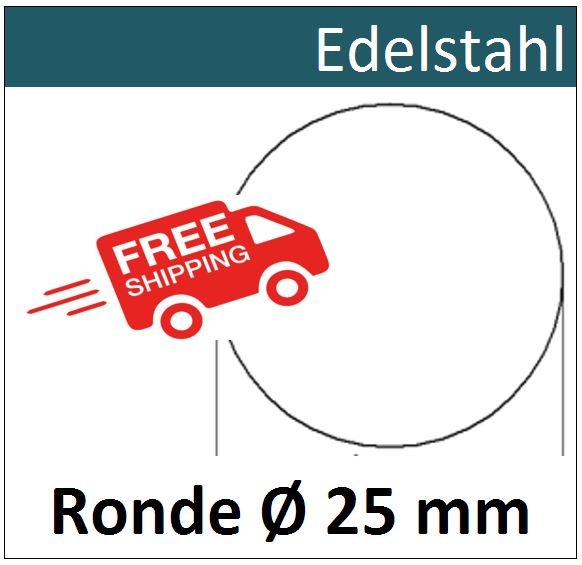 Edelstahl Ronde &Oslash;25mm 8151 ER25/0/1,0mm Versand kostenlos blechWelt24_de