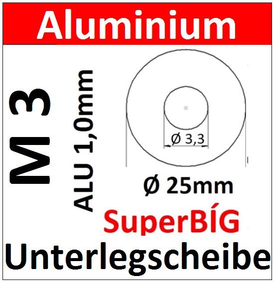 AU M3 Unterlegscheibe &Oslash;25mm 8162 AU25/1-3,3/1,0mm kostenloser Versand