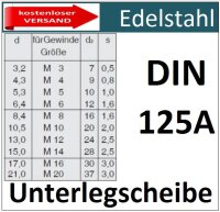 Unterlegscheibe Edelstahl M3mm 8178 EU/1-M3mm kostenloser Versand
