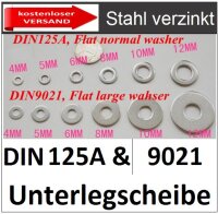 verzinkte Unterlegscheiben Stahl M4mm 8186 SvU/1-M4mm kostenloser Versand M 4_ &Oslash; 4,3mm 1 St&uuml;ck