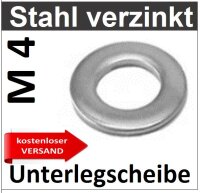 verzinkte Unterlegscheiben Stahl M4mm 8186 SvU/1-M4mm kostenloser Versand M 4_ &Oslash; 4,3mm 1 St&uuml;ck