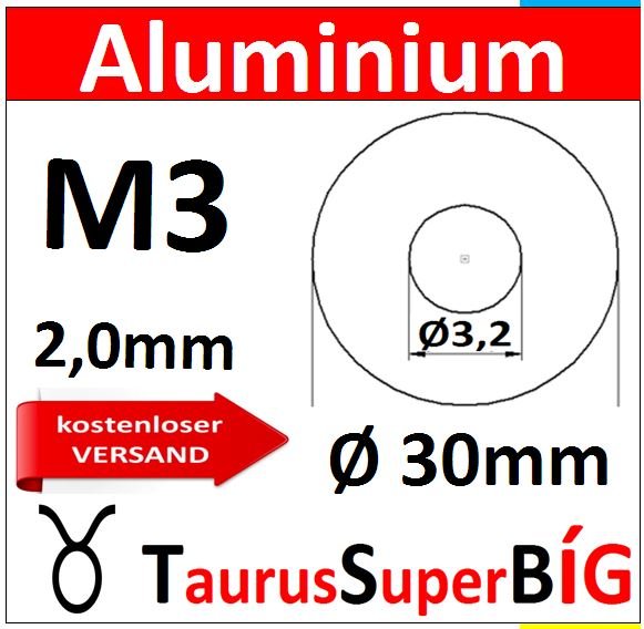 Unterlegscheibe Aluminium Ø30 M3mm 8205 AU/1-M3mm kostenloser Versand