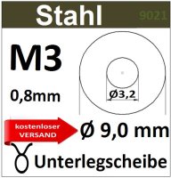 Unterlegscheibe verzinken Stahl M3mm 8215 SvU9/1-M3/0,8mm...