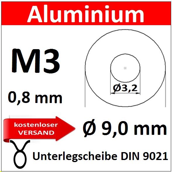 AU-SB M3 Unterlegscheibe DIN 9021 &Oslash;9mm 8226 AU-SB9/1-3,2/0,8mm SuperBig kostenloser Versand