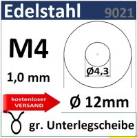 Unterlegscheibe Edelstahl DIN 9021 EU12/1-4,3/1,0mm 8230...
