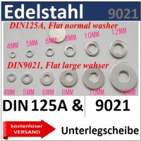 Unterlegscheibe Edelstahl DIN 9021 EU12/1-4,3/1,0mm 8230 kostenloser Versand 3 St&uuml;ck