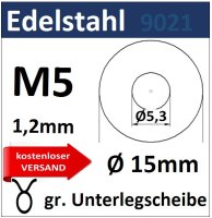 Unterlegscheibe Edelstahl 8231 EU9/1-4,3/1,0mm M5mm kostenloser Versand 3 St&uuml;ck