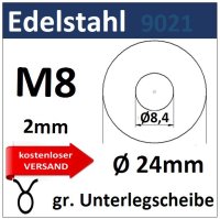 Unterlegscheibe Edelstahl EU24/1-8,4/2,0mm 8234 M8mm kostenloser Versand 3 St&uuml;ck