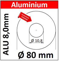 ALU Ronde Ø80x8mm Ø10,8mm1Loch 8258-...