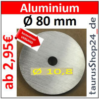 ALU Ronde &Oslash;80x8mm  1 St&uuml;ck &Oslash;10,8mm1Loch 8258- AluUnterlegscheibe AR80/1/10,8/8,0mm taurusShop24_de 