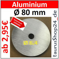  ALU Ronde &Oslash;80x3mm &Oslash;6,4mm1Loch 8269+V AluUnterlegscheibe AR80/1-6,4/3,0mm taurusShop24_de