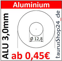 ALU Ronde &Oslash;37x3mm &Oslash;12,8mm1Loch 8278+V AluUnterlegscheibe AR37/1-12,8/3,0mm taurusShop24_de