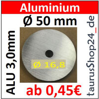 ALU Ronde &Oslash;50x3mm &Oslash;16,8mm1Loch 8281+V AluUnterlegscheibe AR50/1-16,8/3,0mm taurusShop24_de