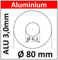 ALU Ronde &Oslash;80x3mm  5 St&uuml;ck &Oslash;6,2mm1Loch...