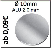 ALU Ronde &Oslash;10mm 1 St&uuml;ck 8286 AR10/0/2,0mm blechWelt24_de Scheibe Platte Rund Blech 