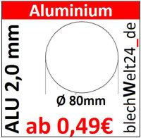 ALU Ronde &Oslash;80mm 1 Stck. 8286 AR80/0/2,0mm blechWelt24_de Scheibe Platte Rund Blech 