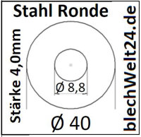StahlRonde &Oslash;40x4mm 9220 SR60/1-8,8/4,0 mm 1...