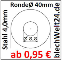 StahlRonde &Oslash;40x4mm 9220 SR60/1-8,8/4,0 mm 1...