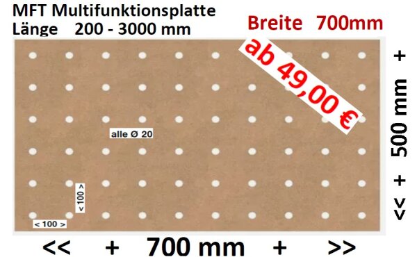 Lochrasterplatte 120 cm x 70 cm Arbeitsplatte Werkbank MFT CNC gefr&auml;st